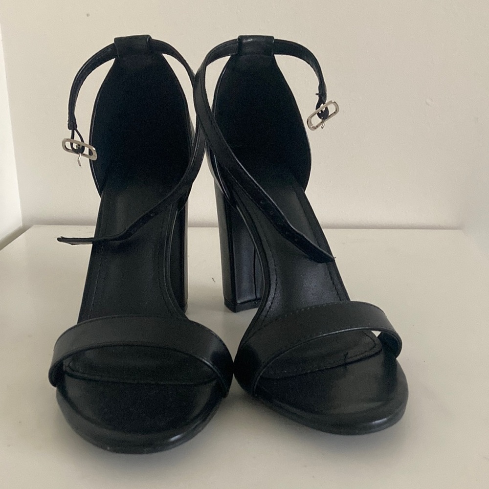 Sleek Black Heels with Ankle Strap